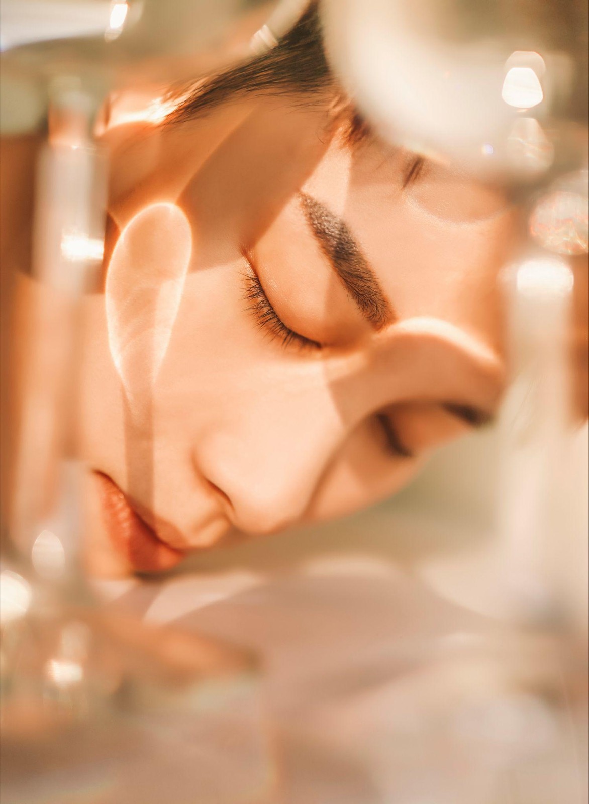Close-up of a face in soft golden light
